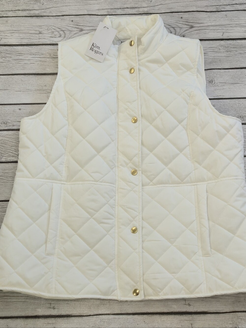 Kim Rogers Quilted Vest Size XL NWT Full Zip And Snap